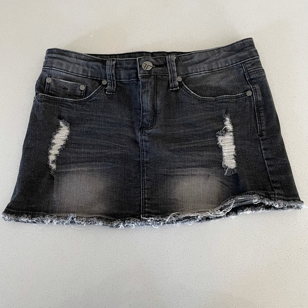 Black denim mini skirt. Never worn